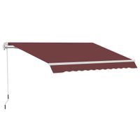 outsunny toldo retractil manual 35x25 m con angulo ajustable manivela estructura de aluminio y proteccion upf30 rojo vino