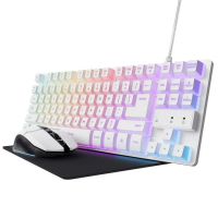 trust gxt 794w pack gaming teclado tkl rgb blanco  raton inalambrico rgb blanco  alfombrilla negra