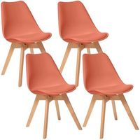 pack de 4 sillas con patas de haya wellhome terracota 48 x 55 x 81 cm