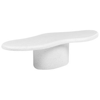 Mesa De Centro Decorativa De Mgo Forma Irregular Resistente Al Óxido Agua Y Viento 120 X 57 Cm Blanco Conza