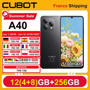 Cubot A40 Smartphone Android 15 12 GB(4 + 8 )+ 256 GB 6,88'' 120Hz 5100 mAh NFC/GPS Reconocimiento Facial 4G Telephone Portable IPS