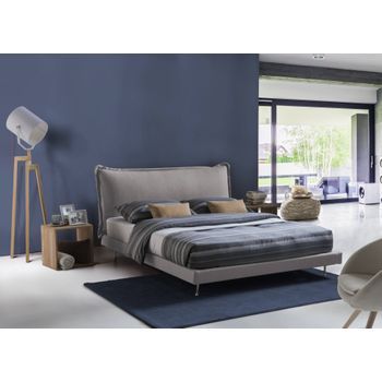 Talamo Italia Cama Doble Teresa, Made In Italy, Cama Con Tapizado Y Cabecero De Tela, Apertura Frontal, Apta Para Colchón 160x190 Cm, Gris