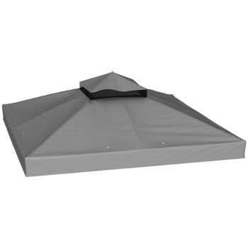Outsunny Lona para cenador 3x3 m lona de repuesto para cenador de 2 niveles protección UPF30+ agujeros de drenaje Gris oscuro   Aosom España