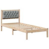estructura de cama con cabecera gris claro 90 x 200 cm tela