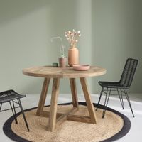 mesa redonda de teca maciza reciclada para 4 pers