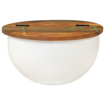 Mesa De Café - Mesa De Centro De Madera Maciza Reciclada Blanca 50x27 Cm