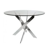 mesa comedor redonda de cristal dan patas metalicas 110 cm