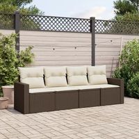 conjunto de sofas de jardin 4 uds  mueble jardin mesa y sillas y cojines ratan sintetico marron cfw935968