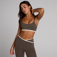 sujetador deportivo tempo contrast para mujer de mp - chocolate - s