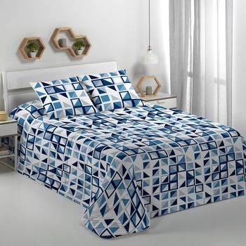 Edredón Invierno Estampado Prisma + Funda Cojín 135 Cm Rufino Diaz, Azul