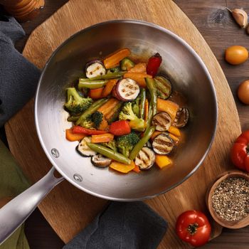 Wok de 28 cm de inoxidable triply acero inoxidable acero