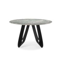 mesa para comedor redonda fija con acabado ceramica moderna