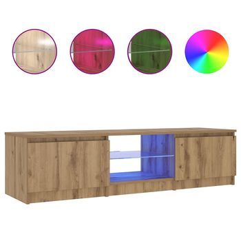 Mueble De Tv Luces Led Madera Roble Artisan 140x40x36 Cm Vidaxl