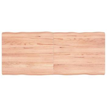 Tablero Mesa Madera Tratada Borde Natural Marrón 140x60x(2-6)cm Vidaxl