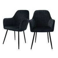 2 x sillas de comedor con funda y patas de metal negro ml-design