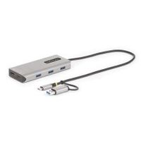startechcom adaptador multipuertos usb-c - hdmi doble 4k30hz1080p60hz - hub ladran 3x usb-a - mini docking station de viajes - docking station usb tipo c con cable integrado de 40cm