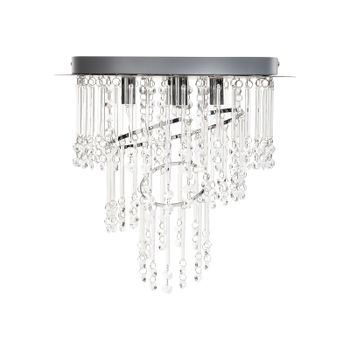 Lámpara De Araña Colgante Glamurosa Fabricada En Vidrio Y Metal En Color Plateado ⌀ 35 Cm Esmelle