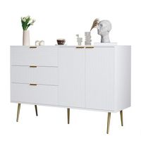 aparador - mueble de salon y comedor - mdf - blanco y dorado 120x38x805cm