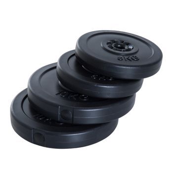 4 Discos Pesas Homcom De Plástico, Arena, Cemento, Ø32x5,5 Cm, Negro