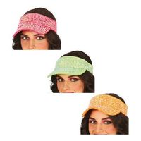 visera con pedreria en varios colores adulto naranja