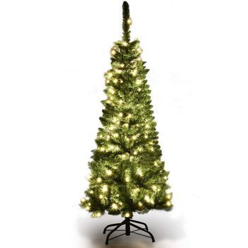 Arbol De Navidad Slim/estrecho135cm, Costway 150 Luces Led Blanco Cálido(135 Cm)
