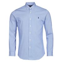 polo ralph lauren camisa manga larga camisa ajustada slim fit en popelin de rayas para hombre