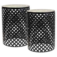 soportes set 2 pzas de mosaico y forja negro