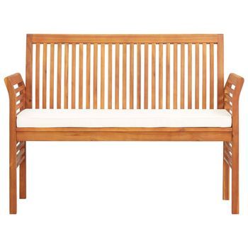 Banco De Jardín 2 Plazas | Banco De Exterior | Silla De Jardín Con Cojín Madera Maciza Acacia 120 Cm