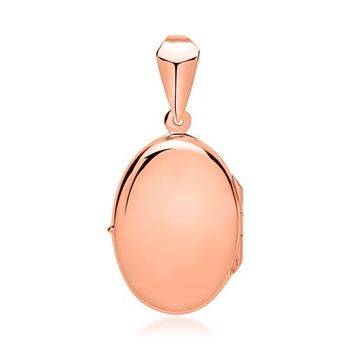 Relicario oval chapado en oro rosa pulido