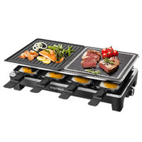 aigostar bar 30rel - raclette grill con plancha de piedra natural y parrilla reversible de acero inoxidable 1500w