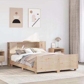 Cama Matrimonial | Cama Para Adultos | Estructura De Cama Sin Colchón Madera Maciza De Pino 135x190 Cm Cfw88724