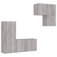 muebles de tv de pared 4 pzas madera de ingenieria gris sonoma vidaxl