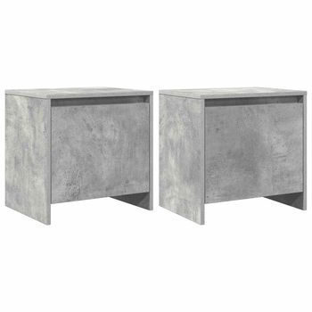 Pack 2 Uds Mesitas De Noche | Armario De Noche | Mesa De Noche Madera De Ingeniería Gris Hormigón