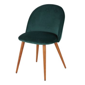 Silla de comedor de terciopelo reciclado verde oscuro
