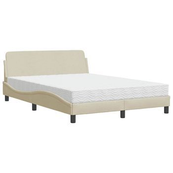 Cama Con Colchón Dover Tela Color Crema 140x190 Cm Vidaxl