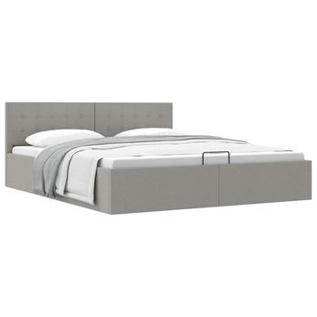 Cama Hidráulica Almacenaje Sin Colchón Gris Claro 160x200 Cm Vidaxl
