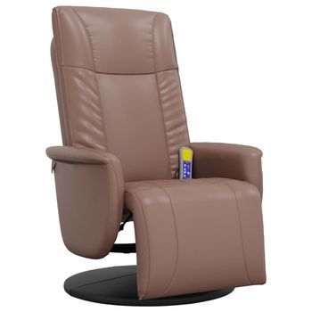 Sillón Reclinable Masaje Con Reposapiés Cuero Sintético Marrón Cfw633096