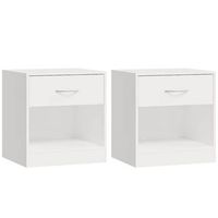 mesitas de noche 2 unidades con cajon blanco con brillo vidaxl