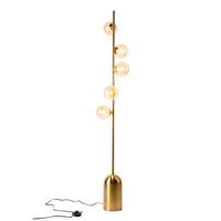 lampara de pie nordica de diseno moderno en metal dorado con 5 esferas cristal color ambar  casquillo g9 led max 9w lamia