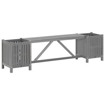 Banco De Jardín | Banco De Exterior | Silla De Jardín Con 2 Jardineras Madera De Acacia Gris 150 Cm