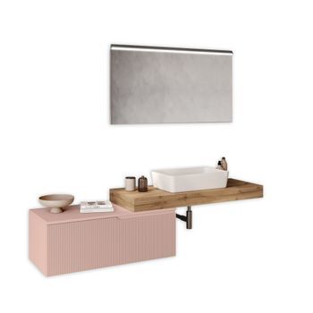 Composición Baño 4 Piezas Venere Roble/rosa Polvo En Mdf