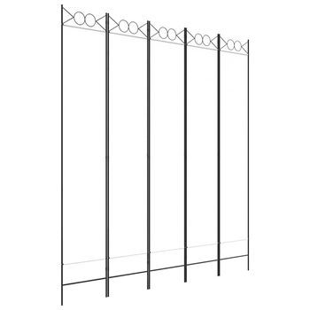 Biombo Divisor De 5 Paneles De Tela Blanco 200x220 Cm Vidaxl