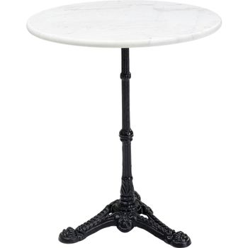 Mesa de comedor redonda de mármol blanco y acero para 2 personas D60