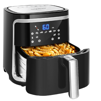 Aigostar Cube - Freidora de aire sin aceite 7L, 1900W, 7 funciones preestablecidas. Doble uso: con cesta o cajón. Sin BPA. Libro de recetas incluido