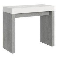 consola extensible blanca y gris cemento 40 a 300 cm ribo-soporte 2 pies