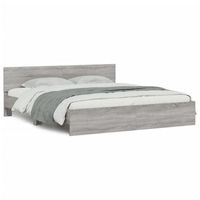 estructura de cama con cabecero gris sonoma 200x200 cm vidaxl