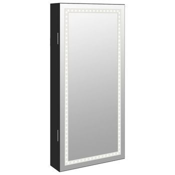 Espejo Con Joyero Y Luces Led Para Pared Negro Vidaxl