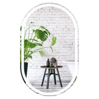 costway espejo iluminado pared bano 80x50cm ovalado sin marco led trasera 3 modos color ajustable antivaho vidrio templado hd