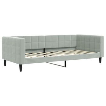 Cama Para Adulto | Cama Individual | Sofá Cama Sin Colchón Terciopelo Gris Claro 90x190 Cm