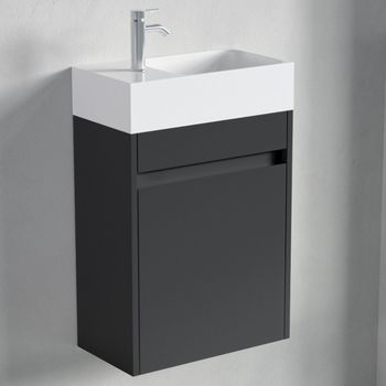 Mueble De Baño Suspendido Con Lavabo 40 Cm Negro Mate - Lomazoo Ibiza